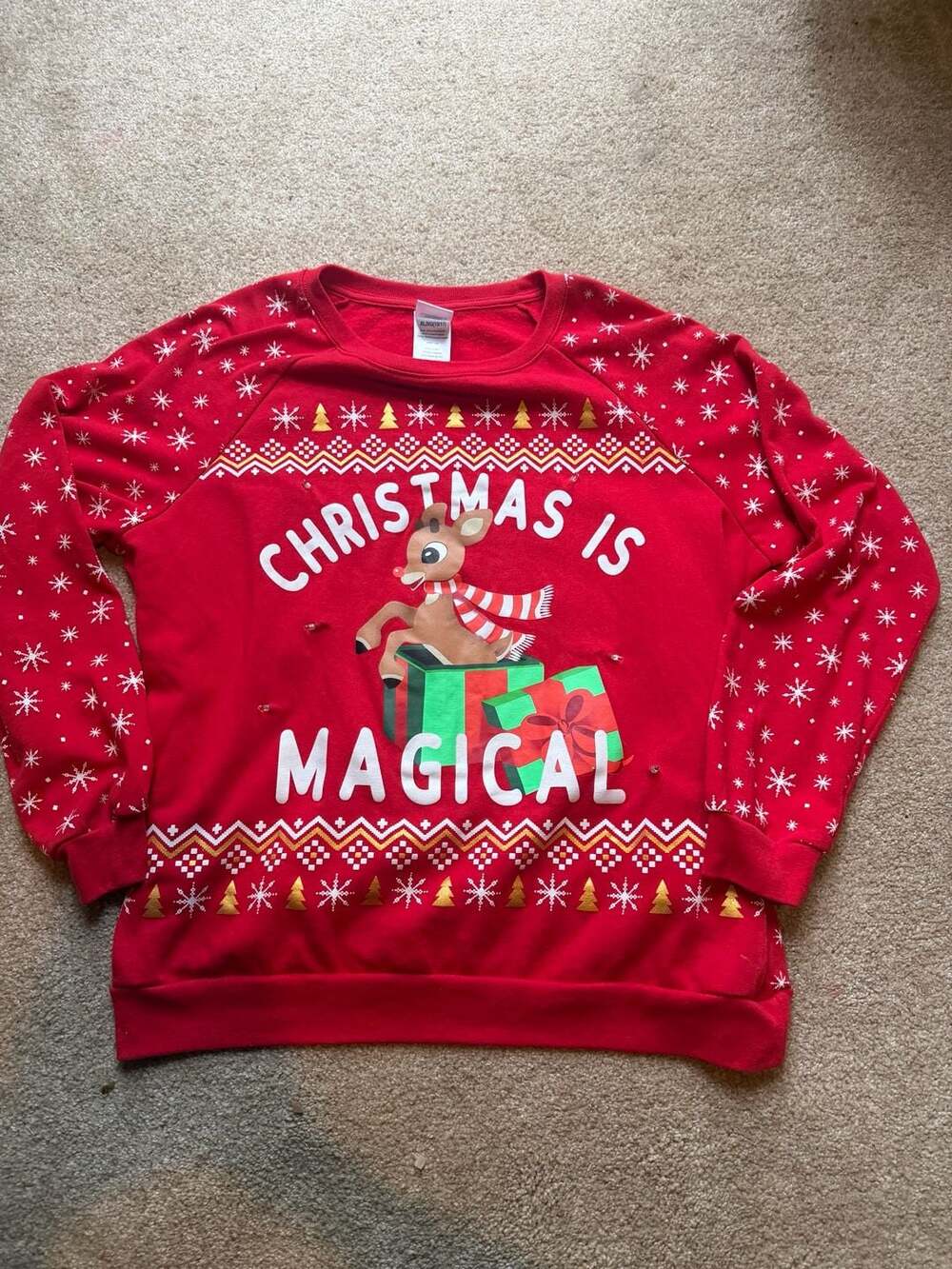 Rudolph the Red-Nosed Reindeer Christmas Sweatshirt XL/XG(15/17) Red